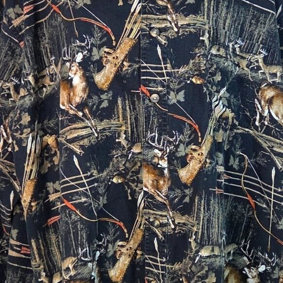 RedHead Mens XXL Button-Down Shirt Deer & Hunting Scene Black 100% Cotton - Picture 6 of 7